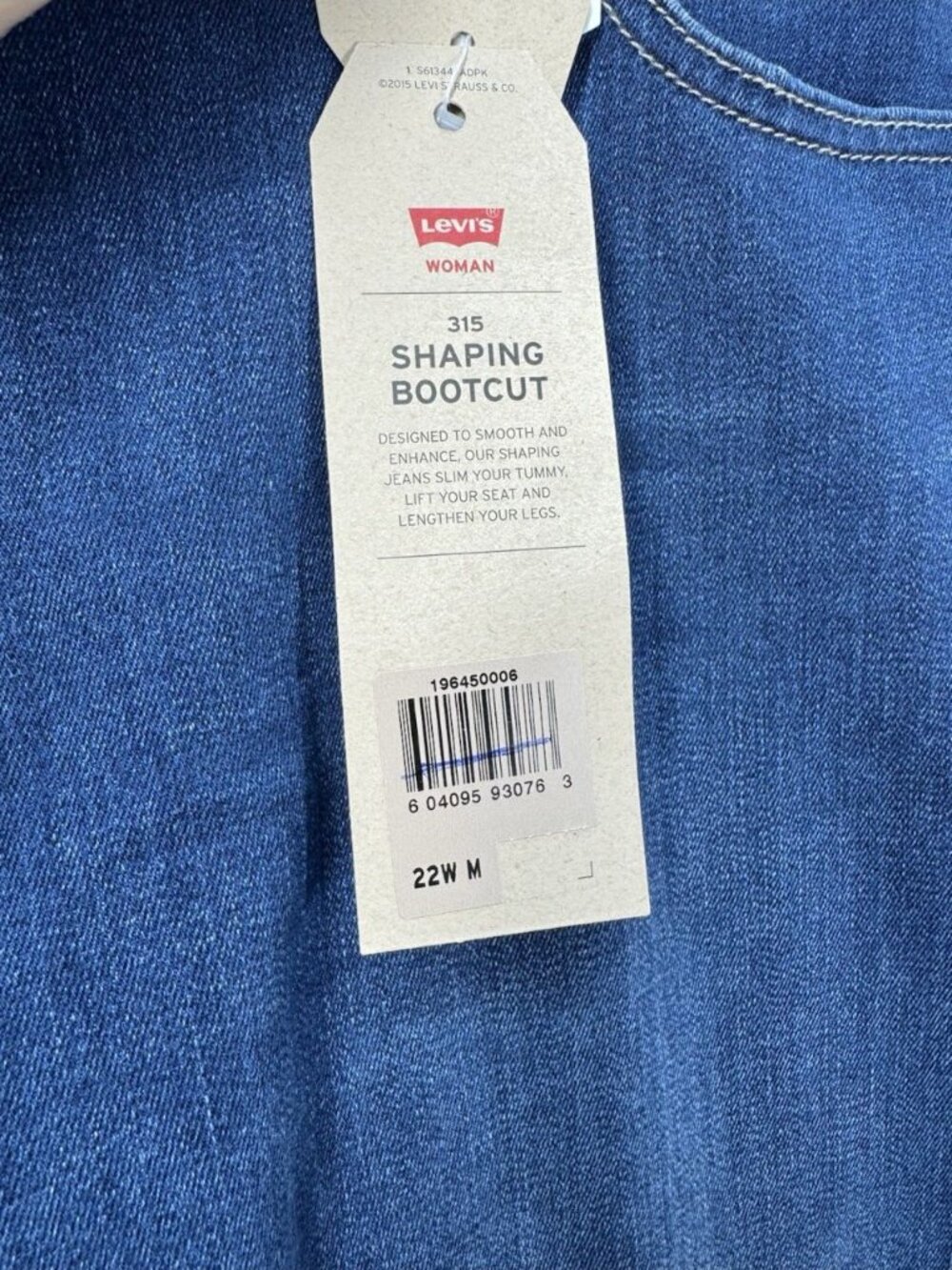 Levis 315 Shaping Boot Cut Jeans Womens 22W M Medium Wash Mid Rise Stretch NEW - Picture 3 of 15